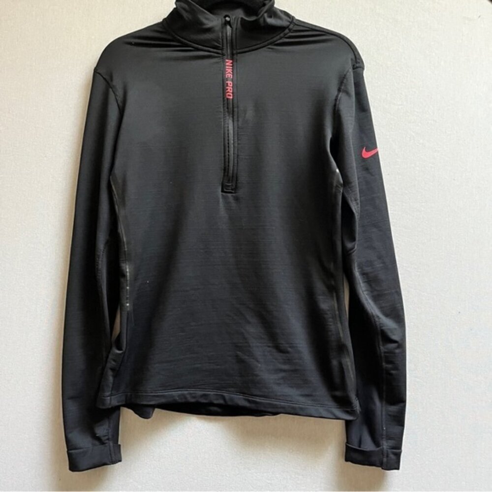 NIKE PRO HYPER-WARM 1/2 ZIP FLEECE LINED PULLOVER RUNNING SHIRT SZ L